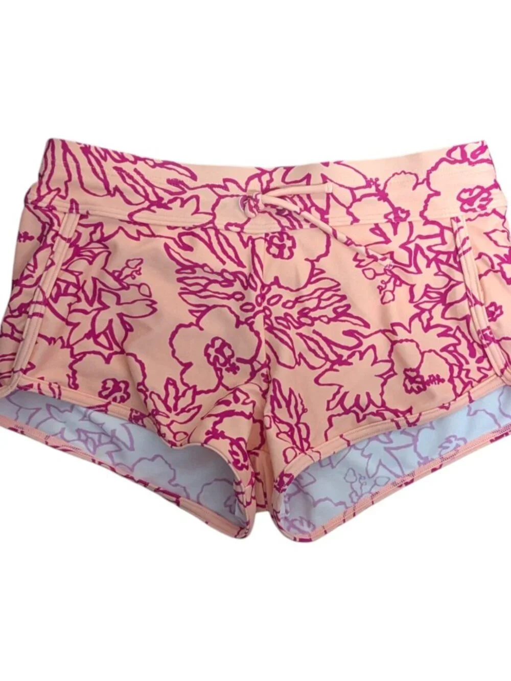 Athleta Girl Cannonball 2.0 2 pc Swim Set M Floral Board Shorts Top Medium 8/10